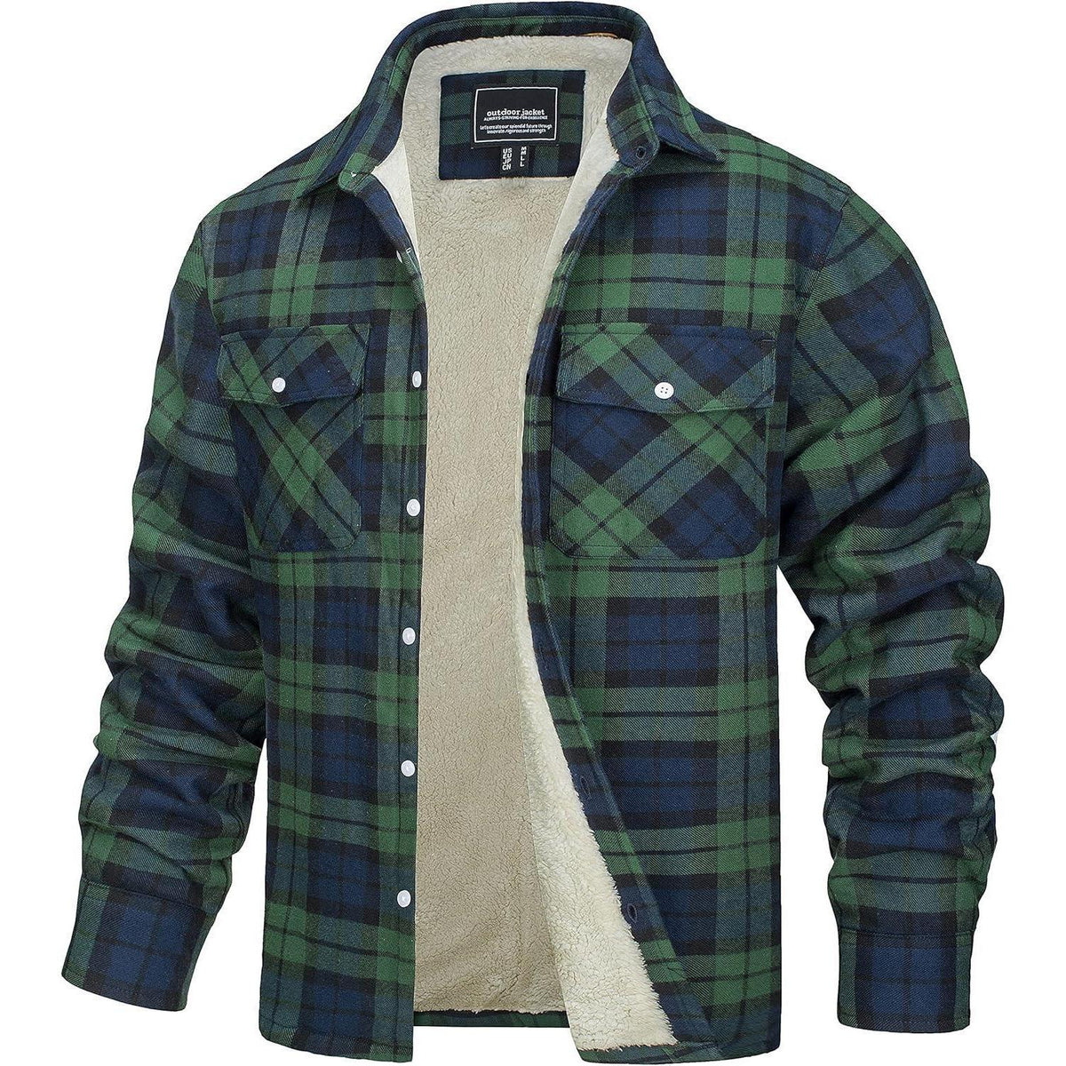 Herren Thermohemd mit Innenfleece, Karomuster, Grün XXL