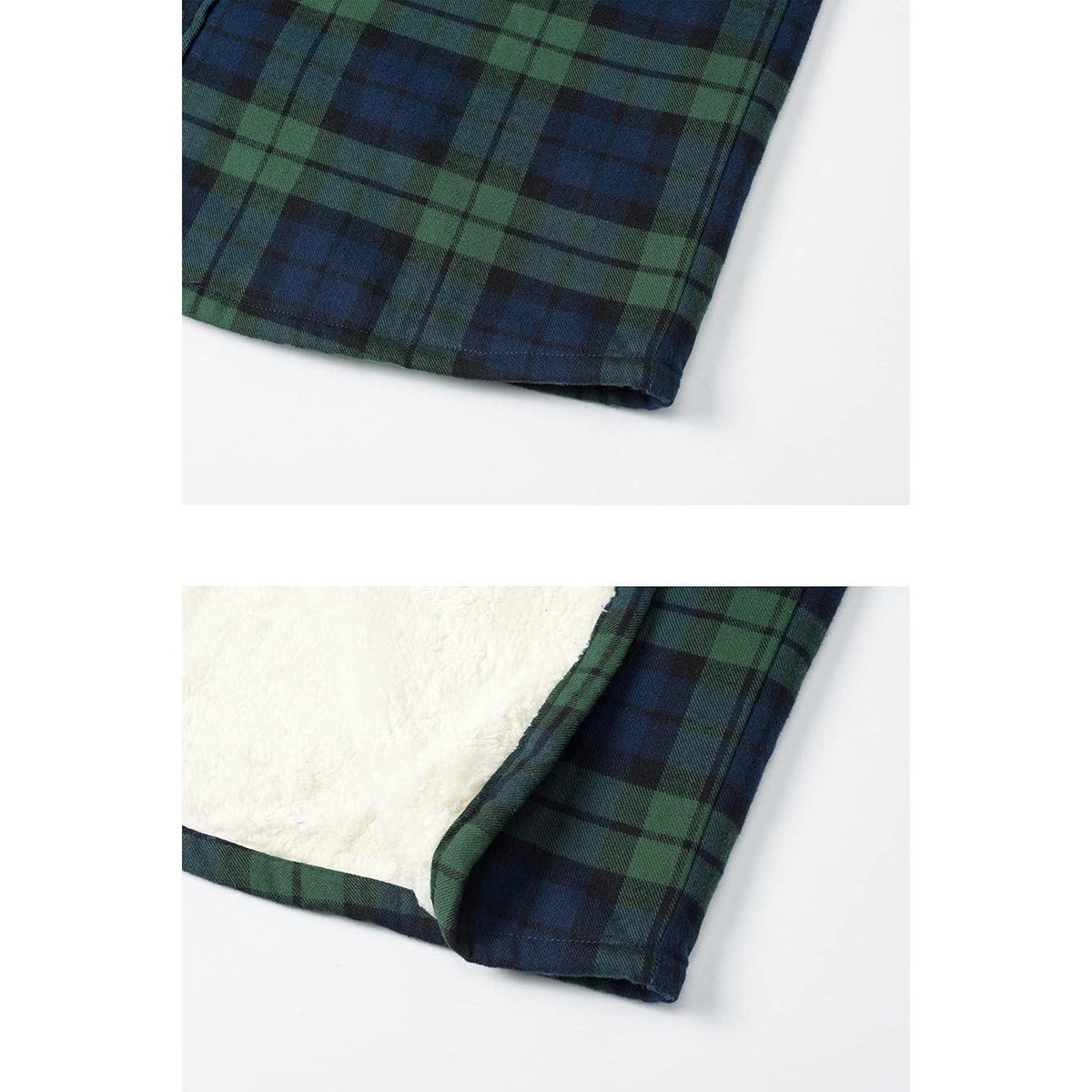 Herren Thermohemd mit Innenfleece, Karomuster, Grün XXL