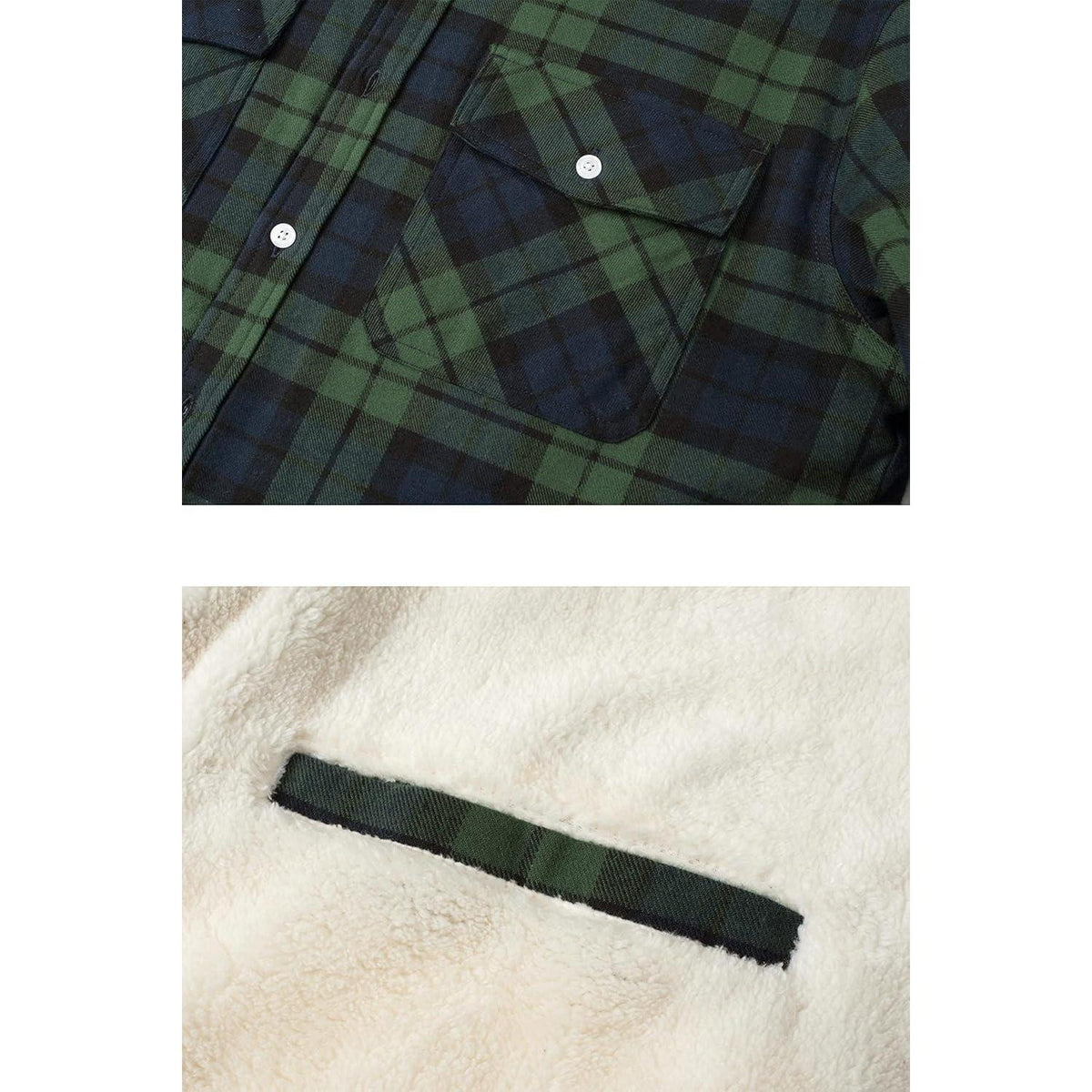 Herren Thermohemd mit Innenfleece, Karomuster, Grün XXL