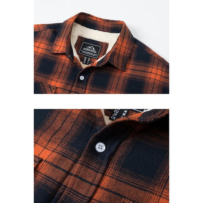 TACVASEN Herren Fleece Flanellhemd Winter Thermo Jacke Orange
