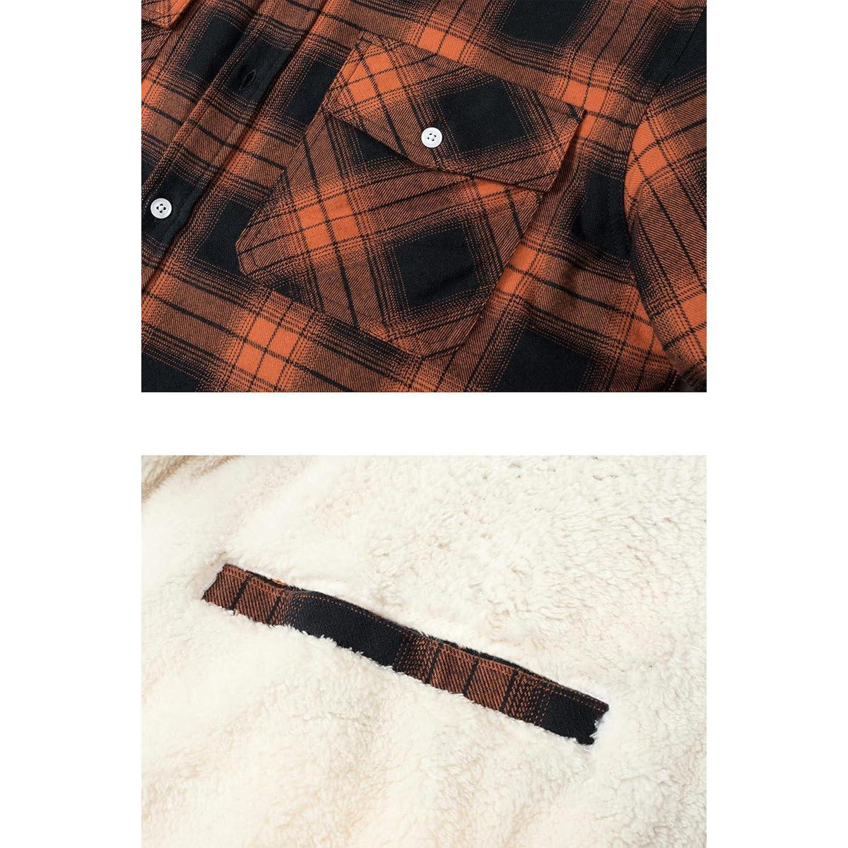 TACVASEN Herren Fleece Flanellhemd Winter Thermo Jacke Orange