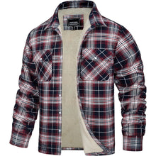 Herren Thermohemd mit Innenfleece, kariert, Rot Weiß XL