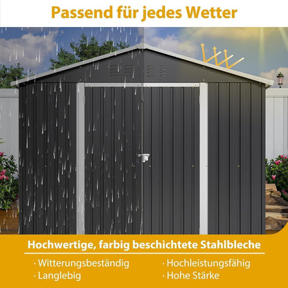 Großes Gerätehaus Metall 240x192x191 cm mit Fundamentrahmen
