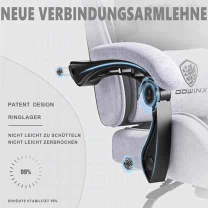 Dowinx Gaming Stuhl Bürostuhl mit Massage Kissen Kopfstütze Fußstütze Schwarz