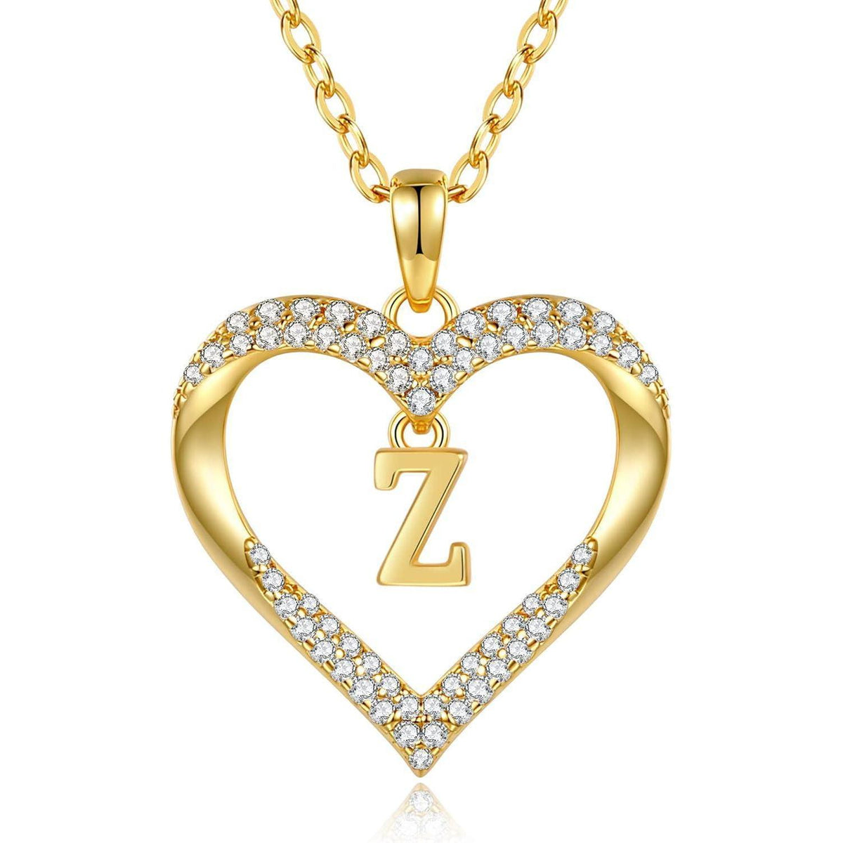 Initialen Halskette Damen 18K Vergoldet Herz Anhänger Buchstabe A-Z