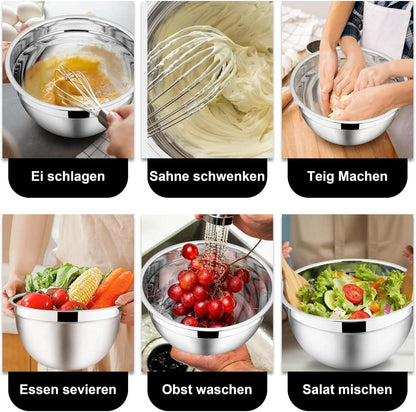 Rührschüssel Set 5-teilig Edelstahl Salatschüssel Schwarz