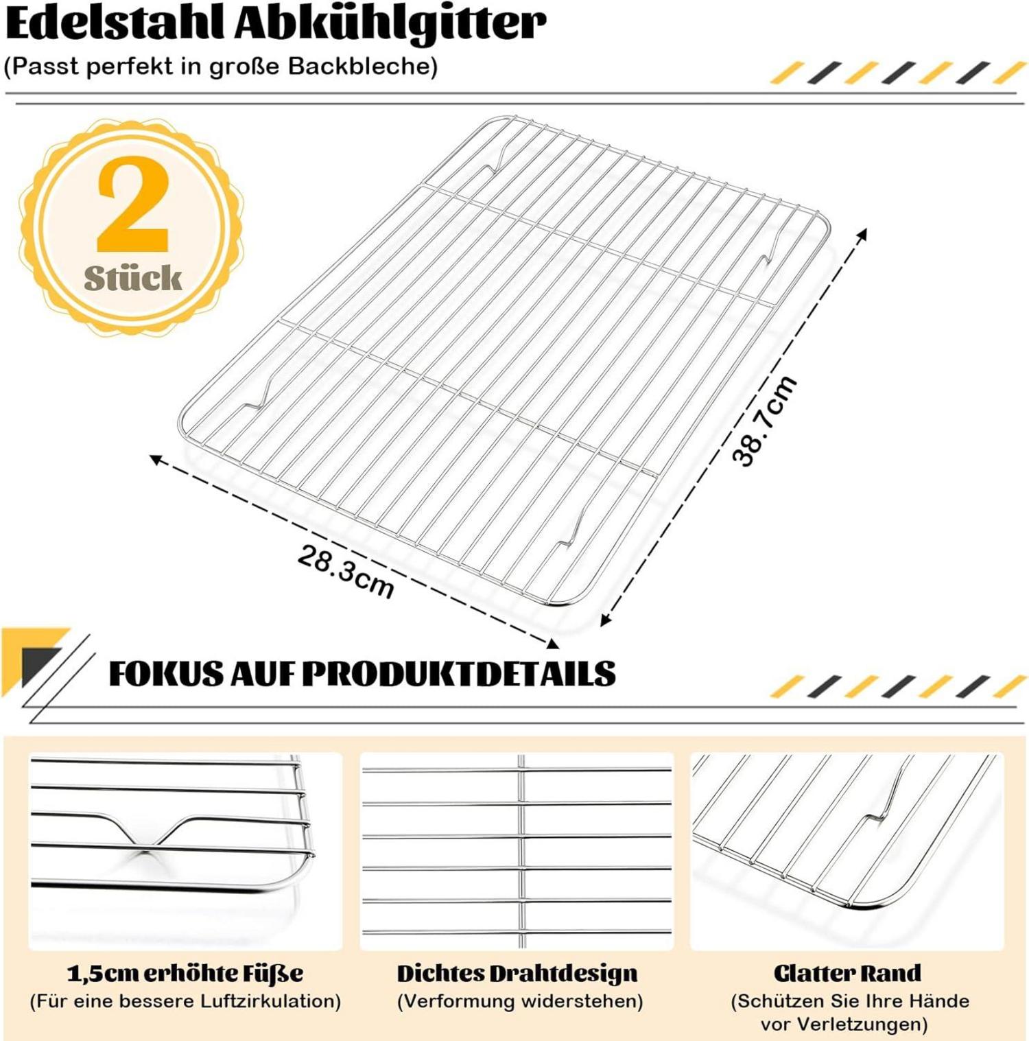 Onader Abkühlgitter Edelstahl 2er Set 38,7x28,3x1,5cm