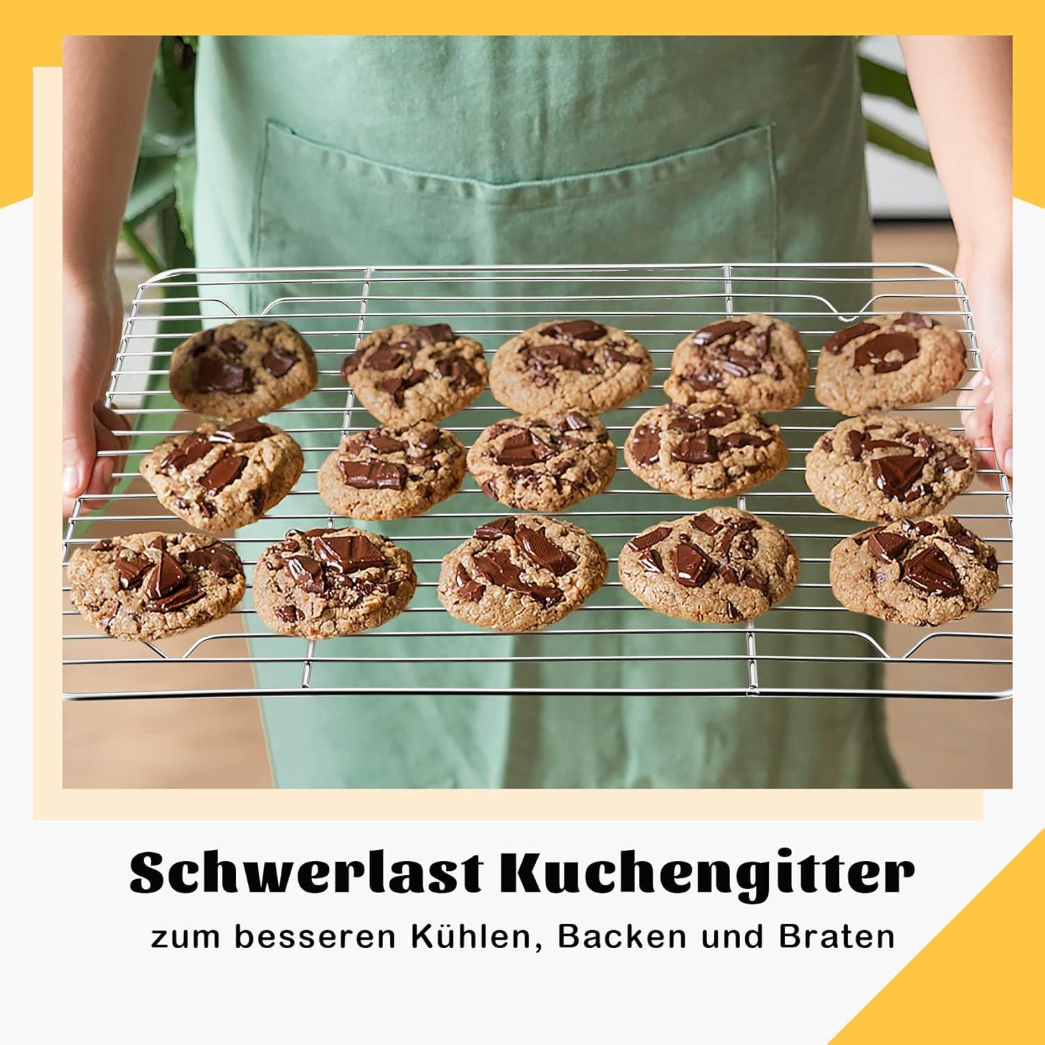 Edelstahl Abkühlgitter Set 2er Backgitter 38,7x28,3x1,5cm - Rostfrei