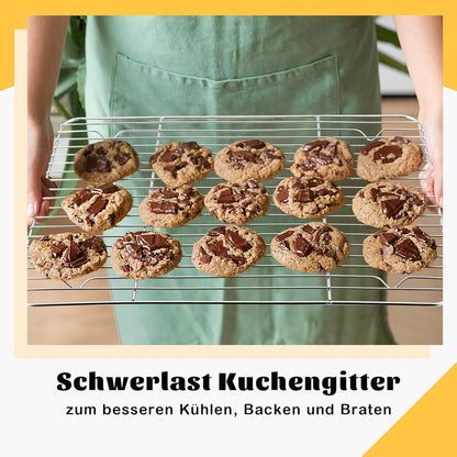 Edelstahl Abkühlgitter Set 2er Backgitter 38,7x28,3x1,5cm - Rostfrei