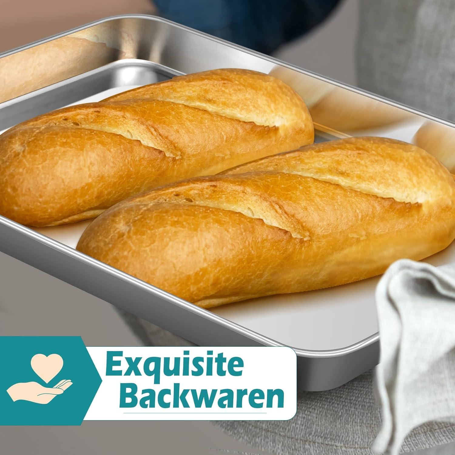 Mini Edelstahl Backblech 2er Set 23.7x17.7x2.5cm - Backen Kochen Servieren