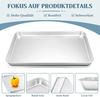 2er Set Edelstahl Backblech 31.4x24.6x2.5cm Rostfrei