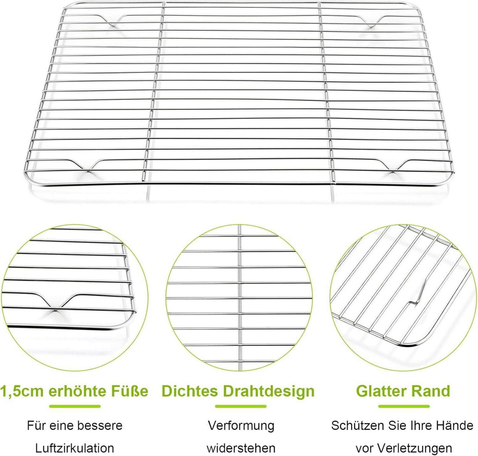 Auskühlgitter Edelstahl 2er Set Backen Grillen 29,5x23x1,5cm