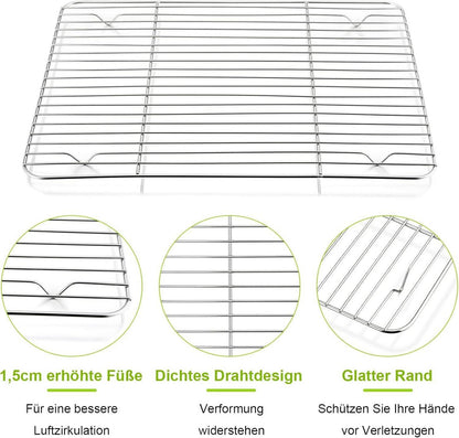 Auskühlgitter Edelstahl 2er Set Backen Grillen 29,5x23x1,5cm