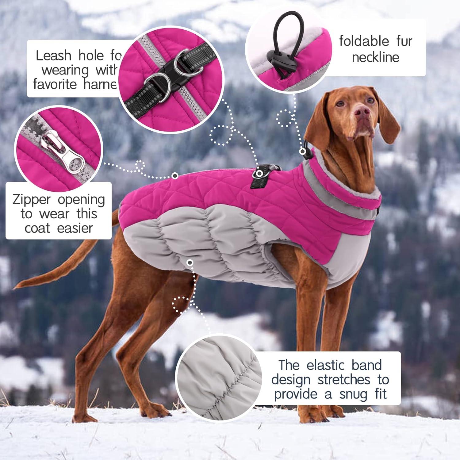 Wasserdichter Hundemantel Winterjacke Fleece Gefüttert Pink
