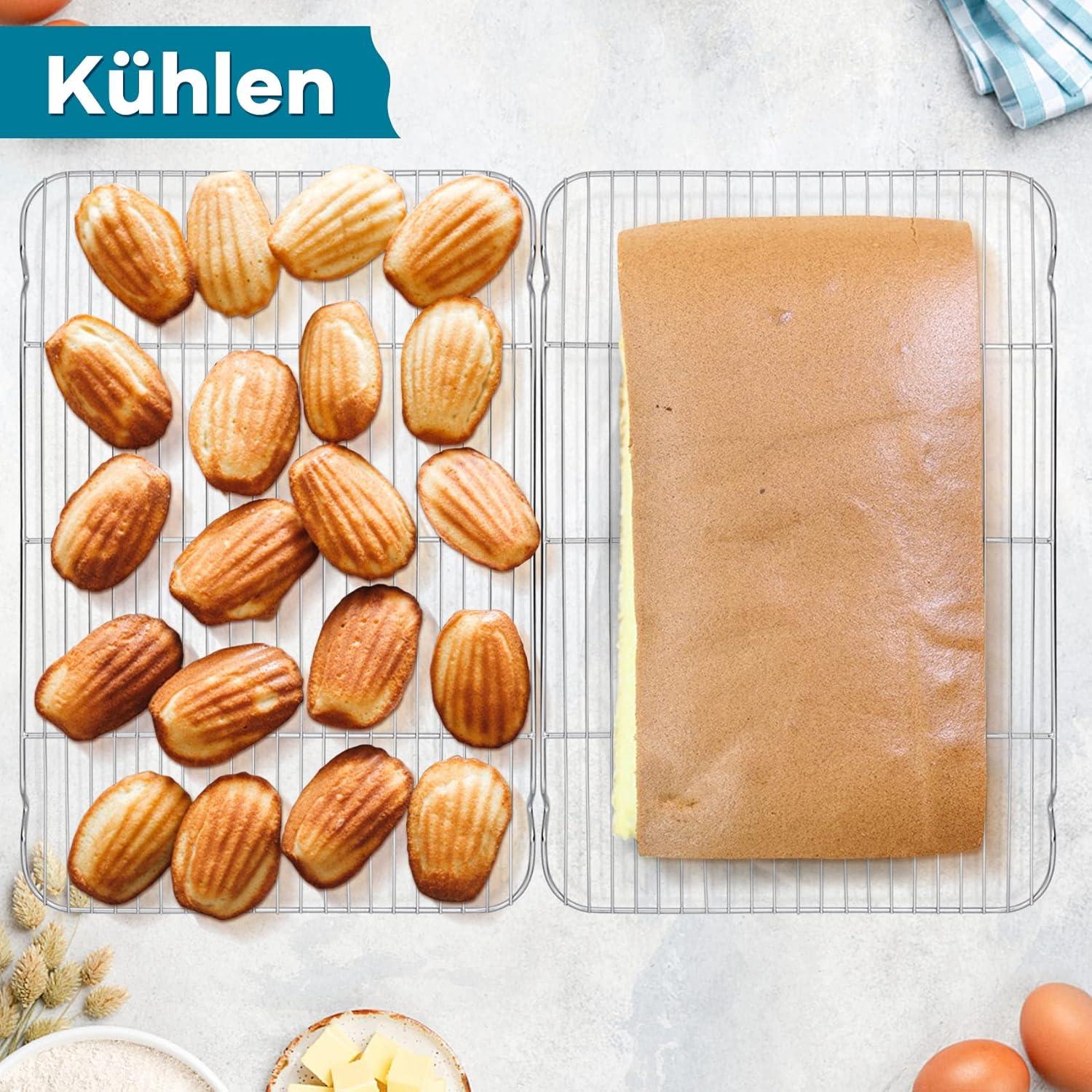 Onader 2 Stück Abkühlgitter Groß Edelstahl Backen Grillen Kühlen 41,5x29cm