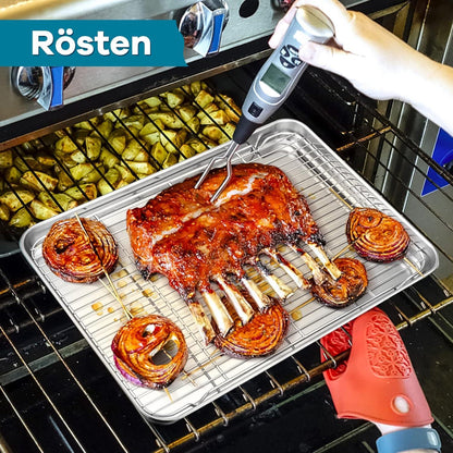 2er Set Abkühlgitter Edelstahl 41,5x29cm Backen Grillen Kühlung