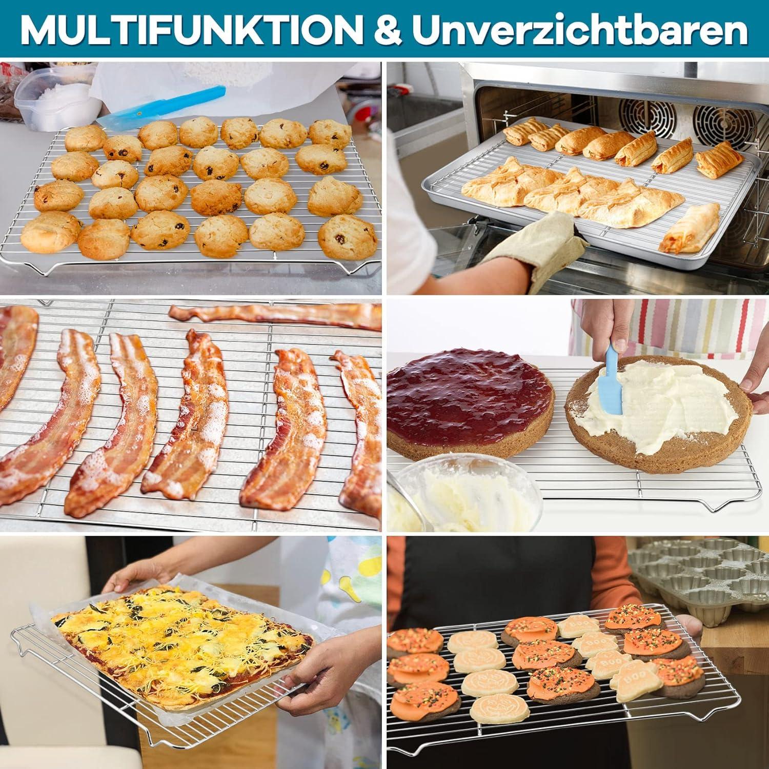 2er Set Abkühlgitter Edelstahl 41,5x29cm Backen Grillen Kühlung
