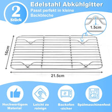 Onader Abkühlgitter aus Edelstahl 2er Set 21,5x16x1,5cm