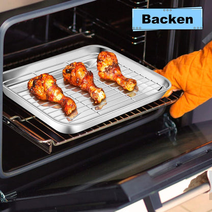 Onader Abkühlgitter Edelstahl 2er Set Backen Grillen 21,5x16cm