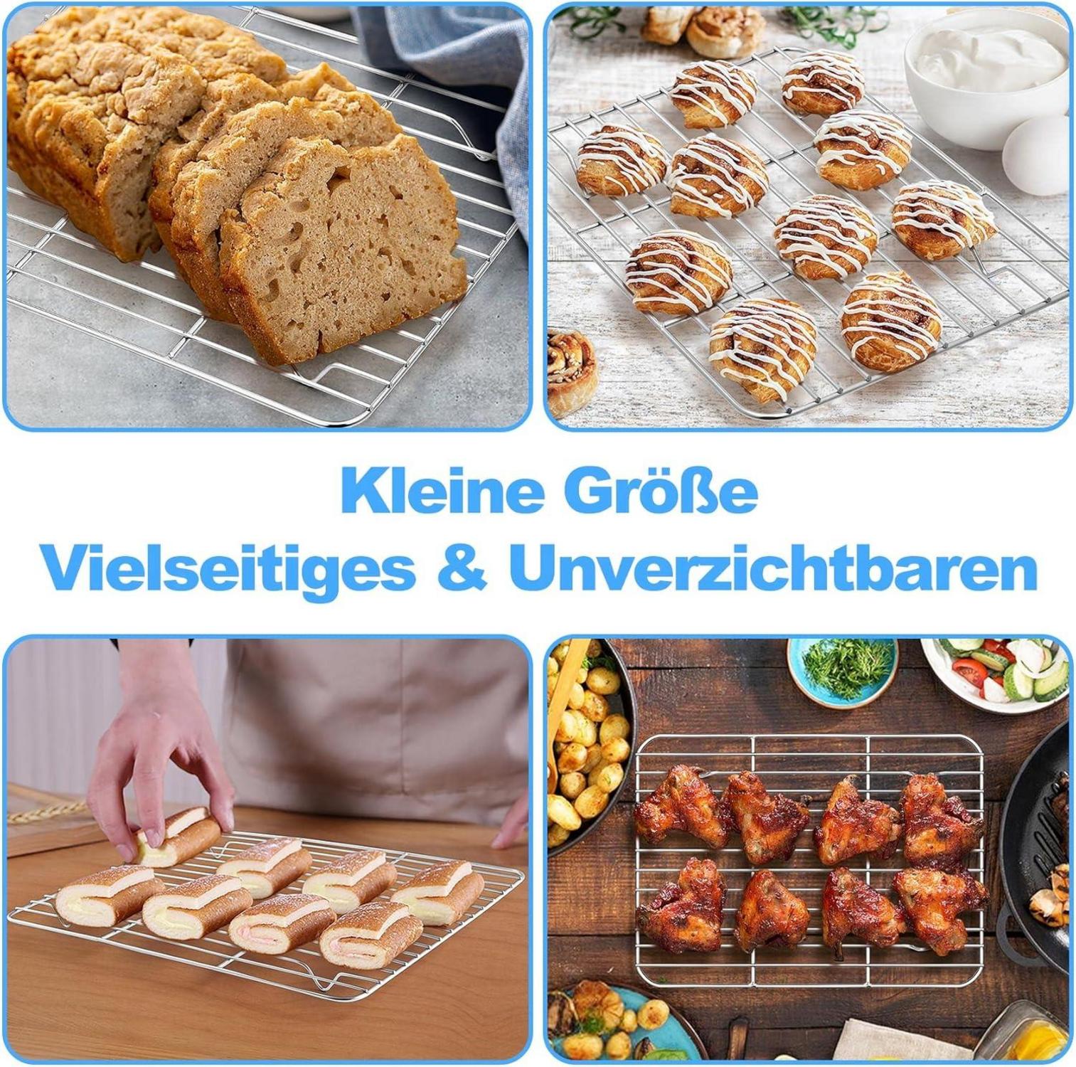 Onader Abkühlgitter Edelstahl 2er Set Backen Grillen 21,5x16cm