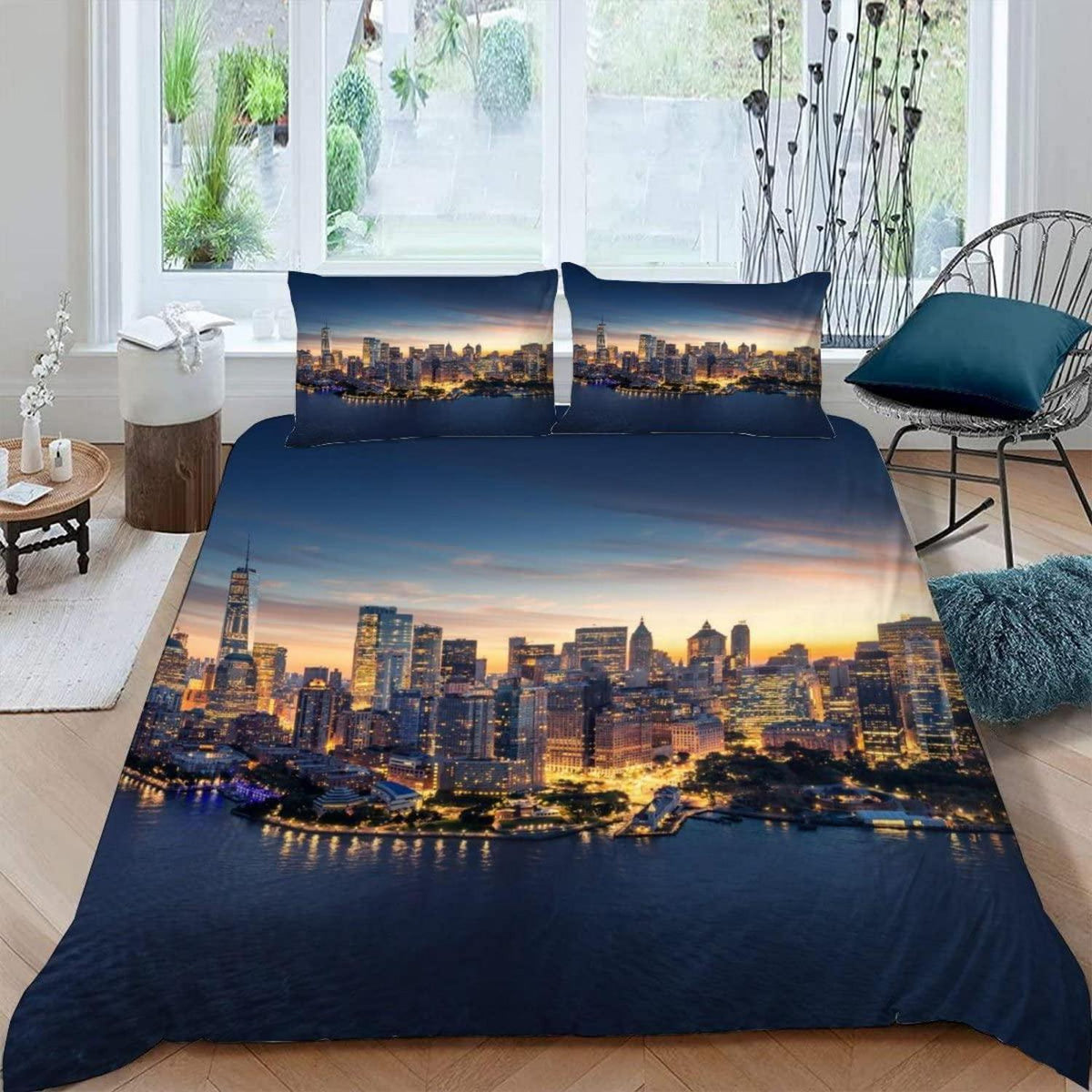 Skyline New York Bettwäsche-Set 155x220 | 3D Stadt-Landschaft