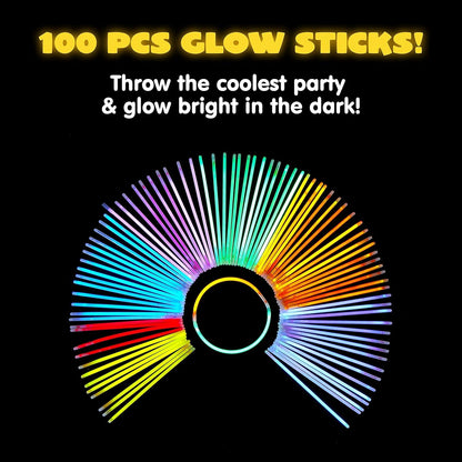 JOYIN 100er Knicklichter Party Set für Kinder, 7 Farben, Neon Ketten Sets