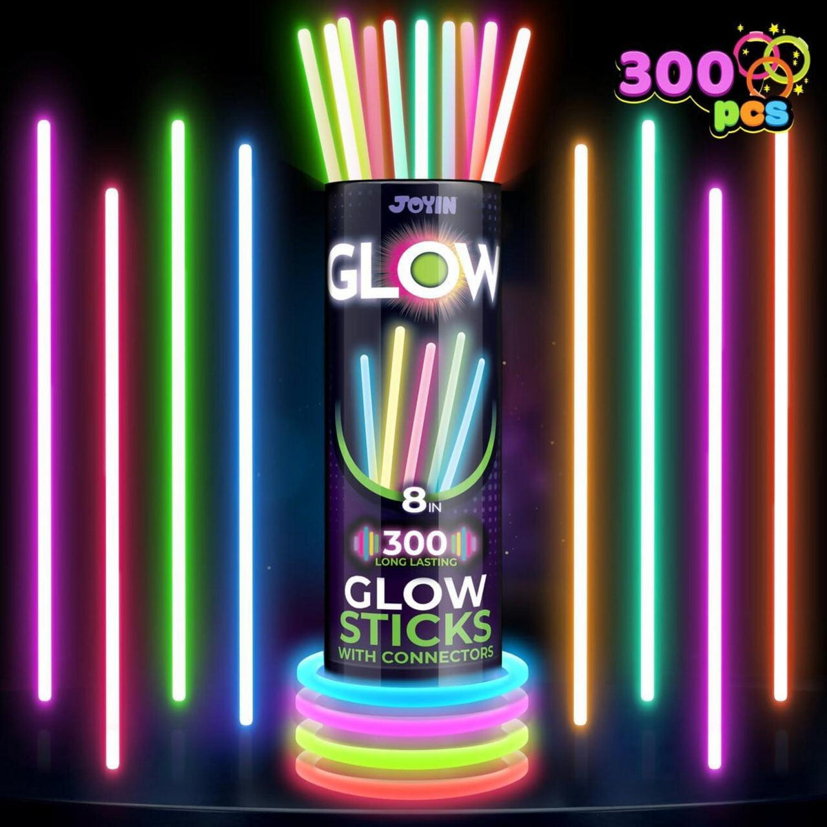 300 Knicklichter Neon Leuchtstäbe Party Set mit Armbändern