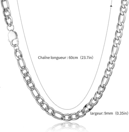 Herren Silber Edelstahl Panzerkette Figaro-Halskette 5mm 45-90cm