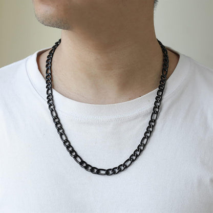 Herren Edelstahl Panzerkette 5mm Figaro-Halskette 45-90cm Silber/Schwarz