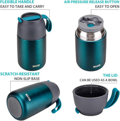 Thermobehälter Edelstahl Set 500ml 700ml Grün SEO Isolierbehälter
