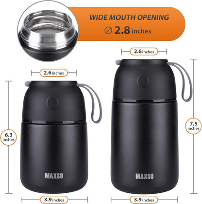 Thermobehälter Edelstahl 500ml & 700ml Set Schwarz