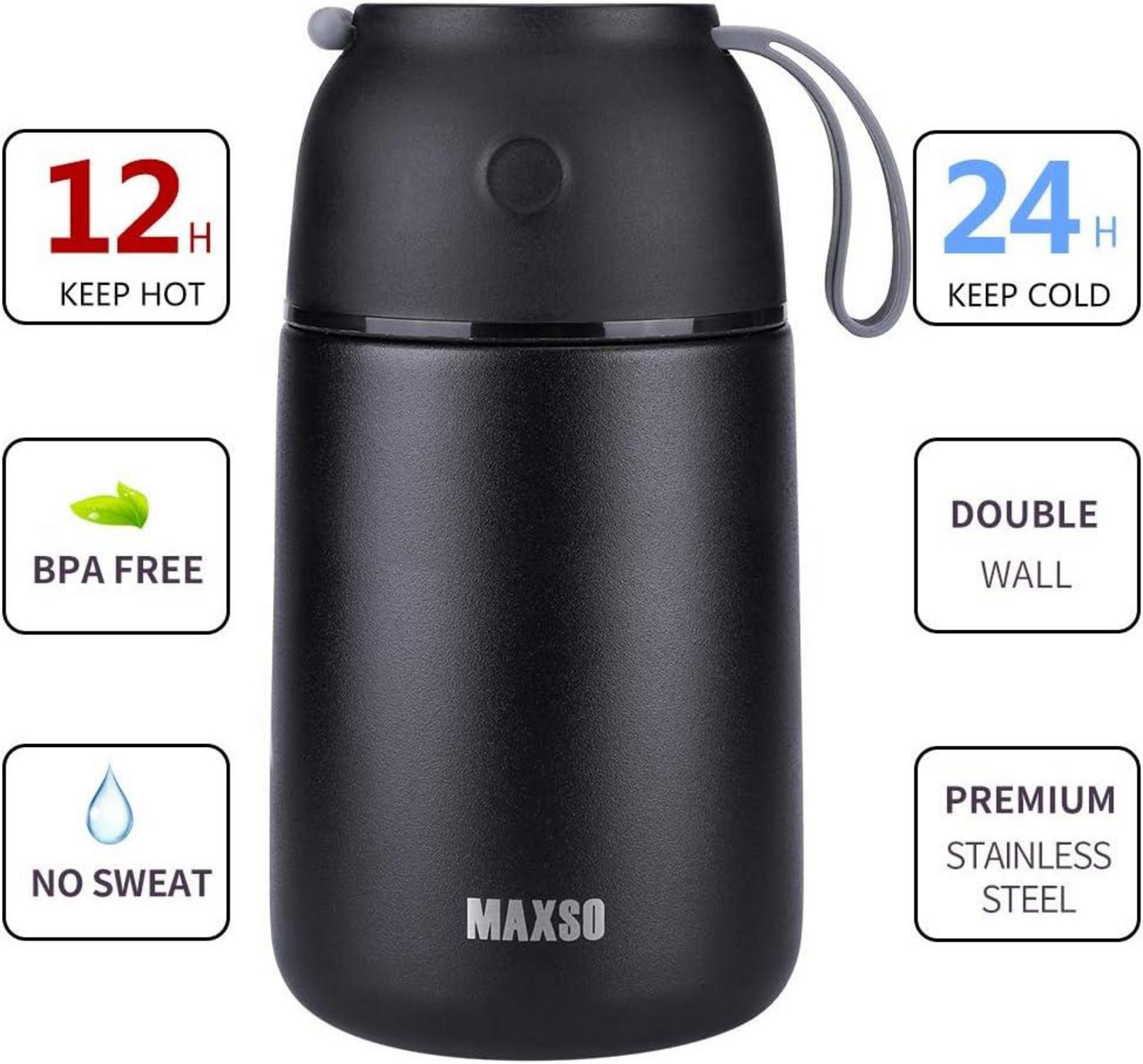 Thermobehälter Edelstahl 500ml 700ml Warmhaltebehälter faltbar Löffel