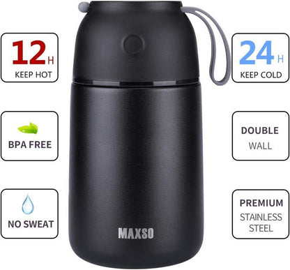 Thermobehälter Edelstahl 500ml 700ml Warmhaltebehälter faltbar Löffel