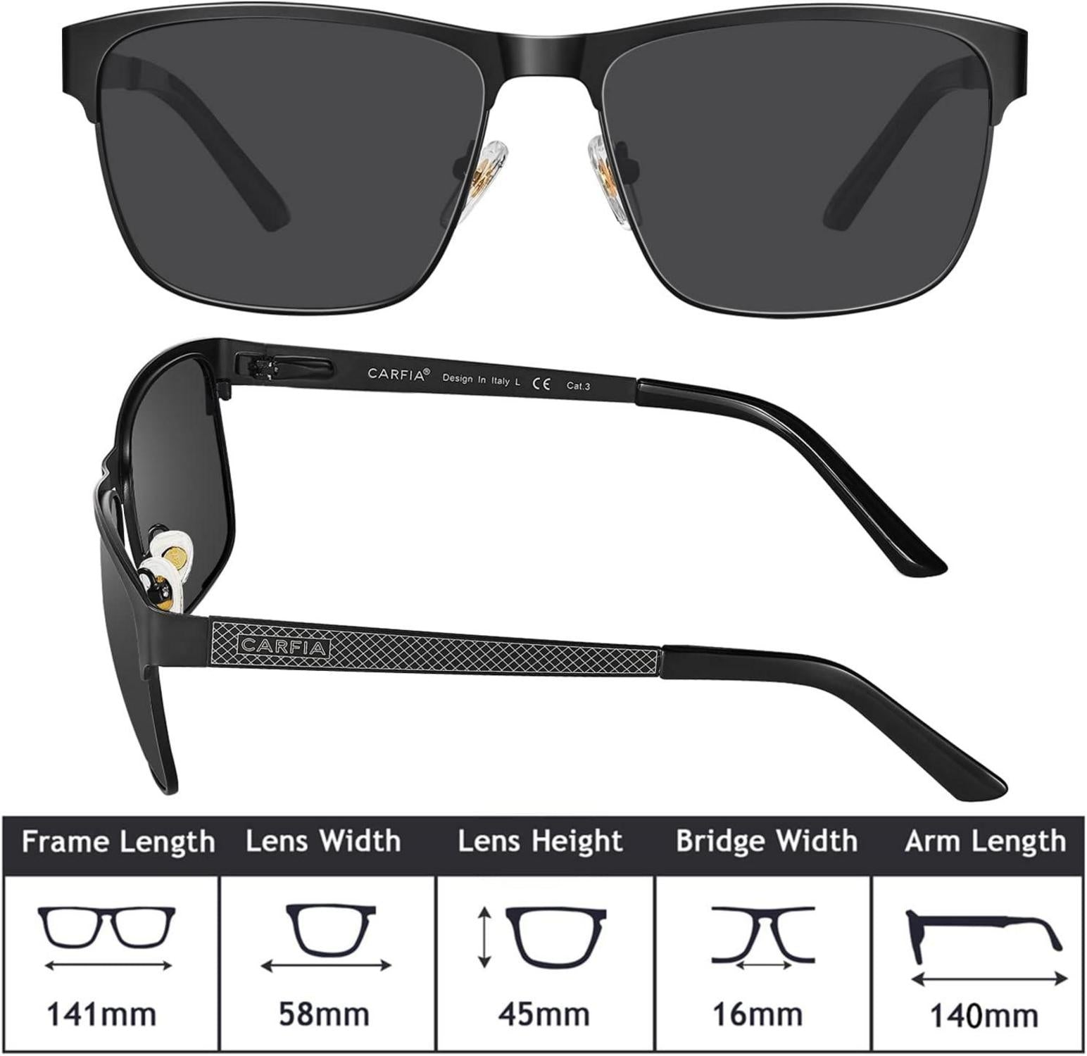 Herren Polarisierte Sonnenbrille Metallrahmen UV400 Sportbrille 58mm