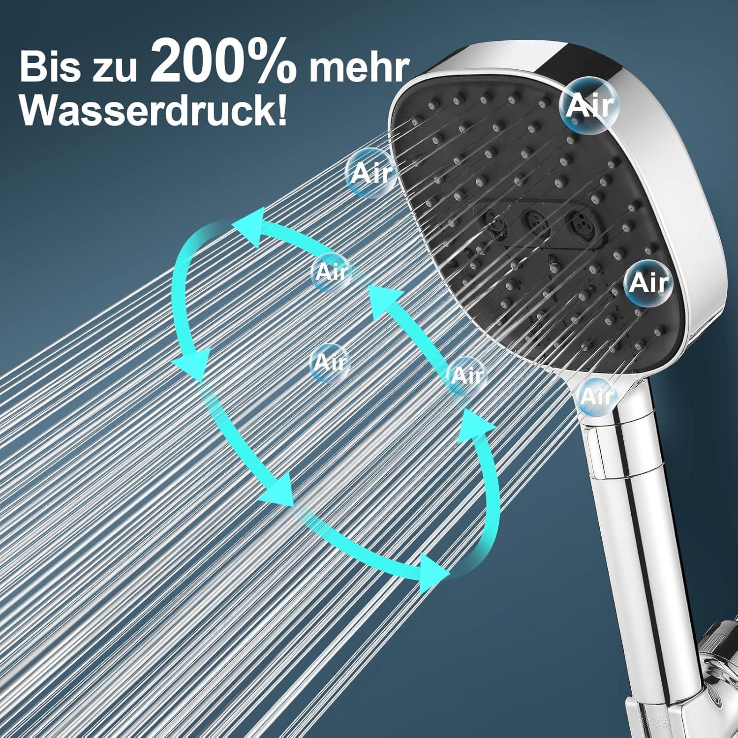 Wassersparender Duschkopf Regendusche Groß Chrom 2 Strahlarten