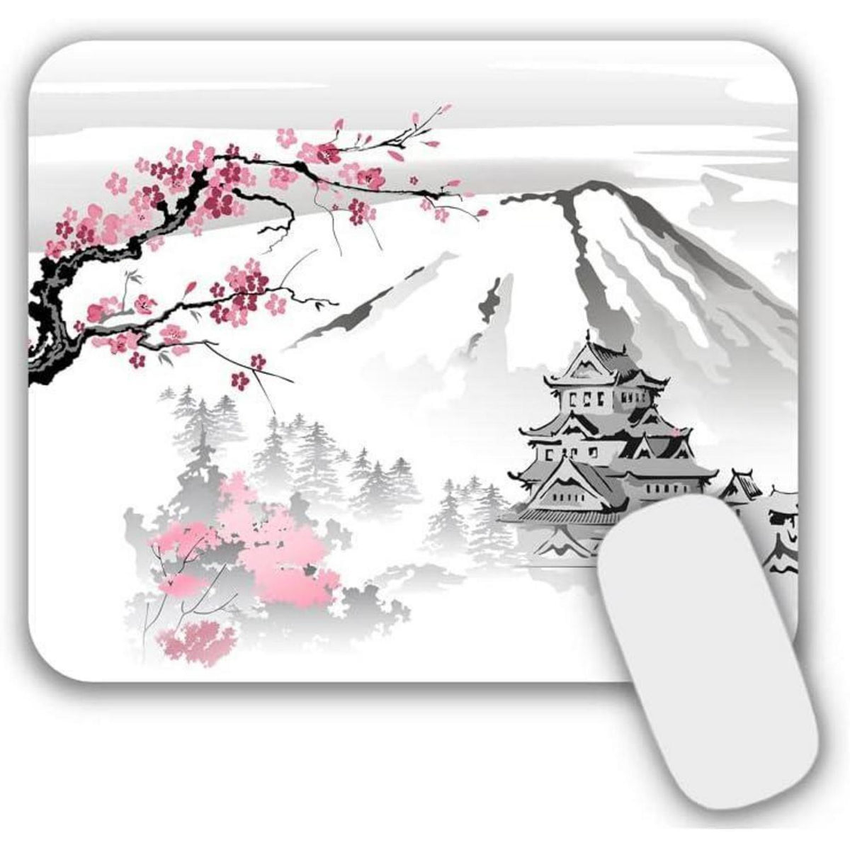 Japanisches Mauspad mit Blumenmotiv, klein, rutschfest