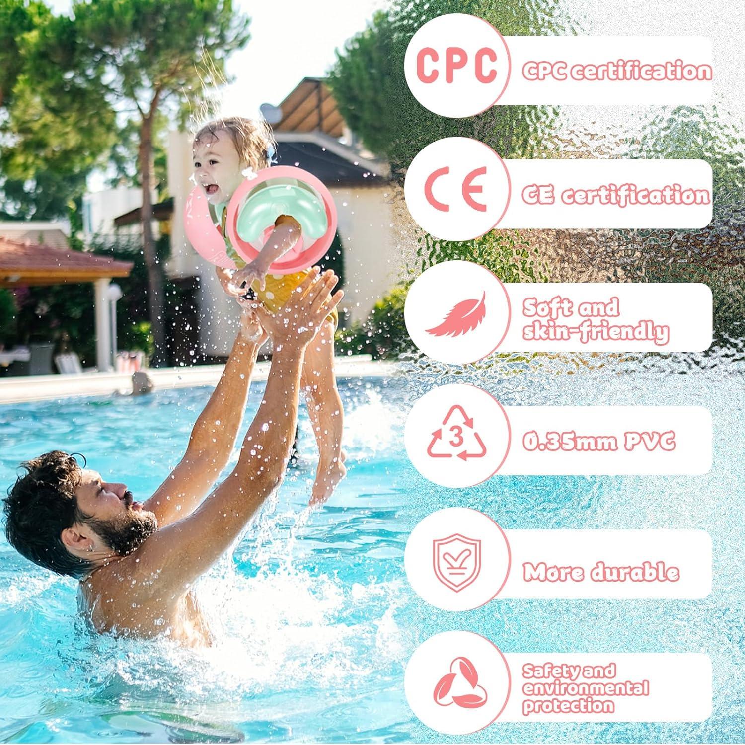 WYRIAZA Schwimmflügel Baby Kinder 1-6 Jahre 6-20Kgs XS S Rosa