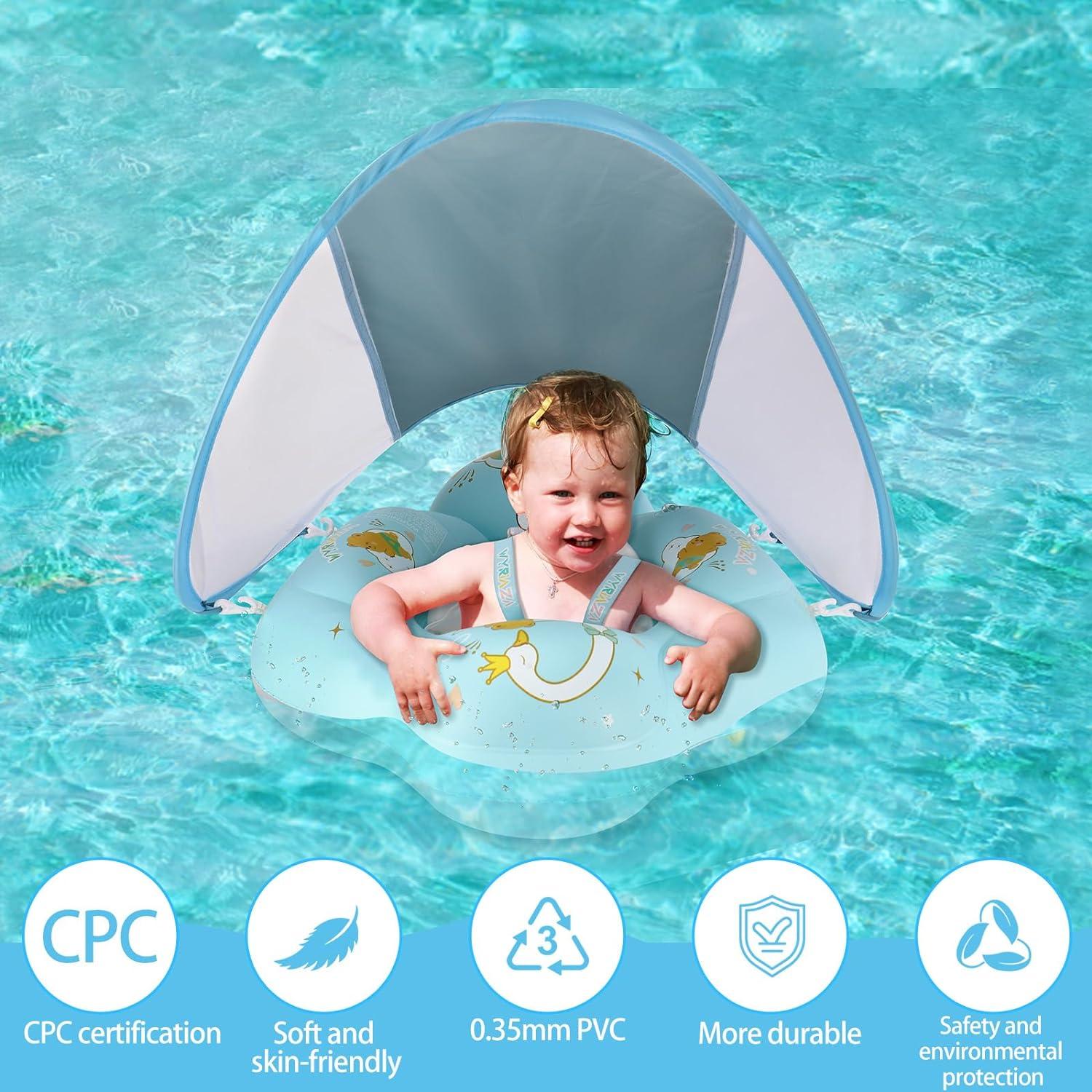 Baby Schwimmring mit Sonnendach SPF 50+ | Schwimmhilfe 6-36