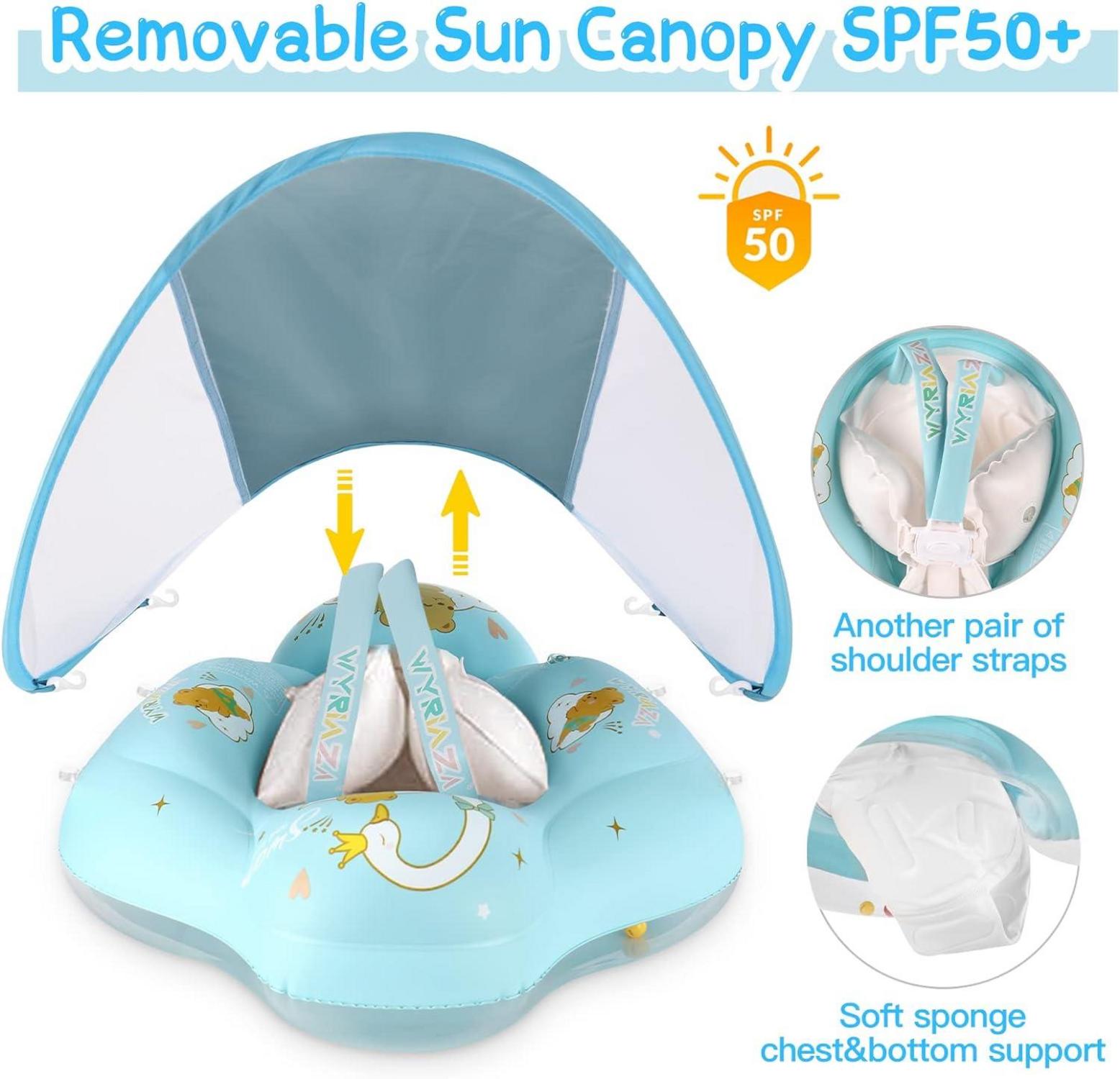 Schwimmring Baby mit Sonnendach SPF 50+ | Schwimmhilfe 6-36 Monate | Baby Schwimmring 5-16Kgs