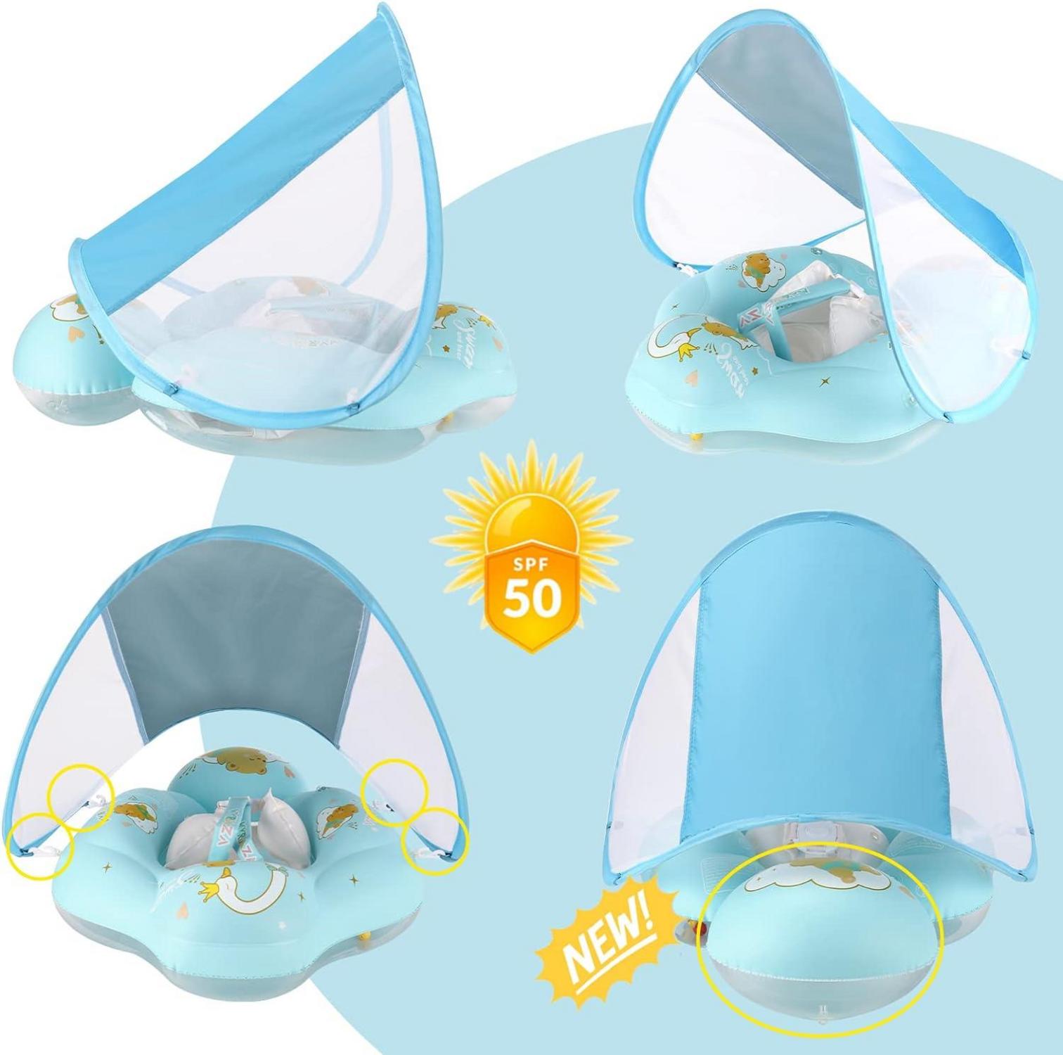 Baby Schwimmring mit Sonnendach SPF 50+ | Schwimmhilfe 5-16 kg | Balance Ball