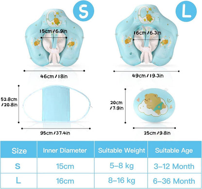 Schwimmring Baby Schwimmhilfe mit Sonnendach SPF 50+ Größe L 6-36