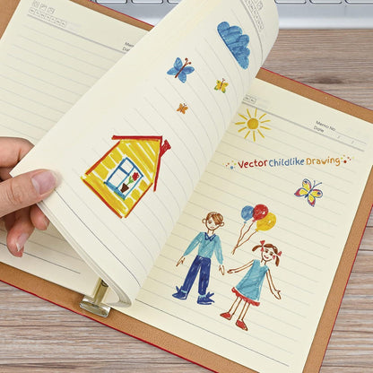 Notizbuch A5, Nachfüllbar, Rot in Lederoptik