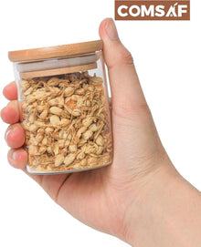 16er ComSaf Gewürzgläser Set mit Holzdeckel und Etiketten