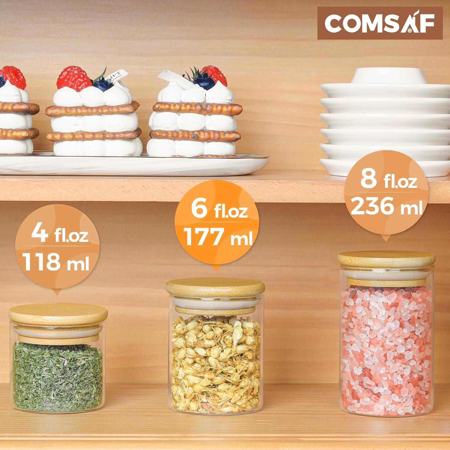 16-teiliges Gewürzgläser Set mit Bambusdeckel und Etiketten