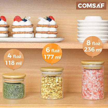 16-teiliges Gewürzgläser Set mit Bambusdeckel und Etiketten
