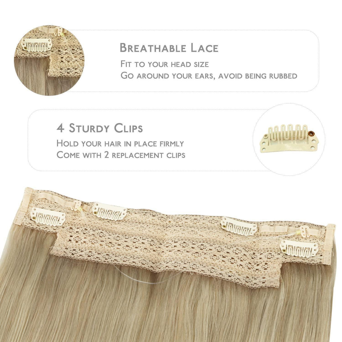 Echthaar Haarverlängerung Aschblond bis Platinblond 40cm