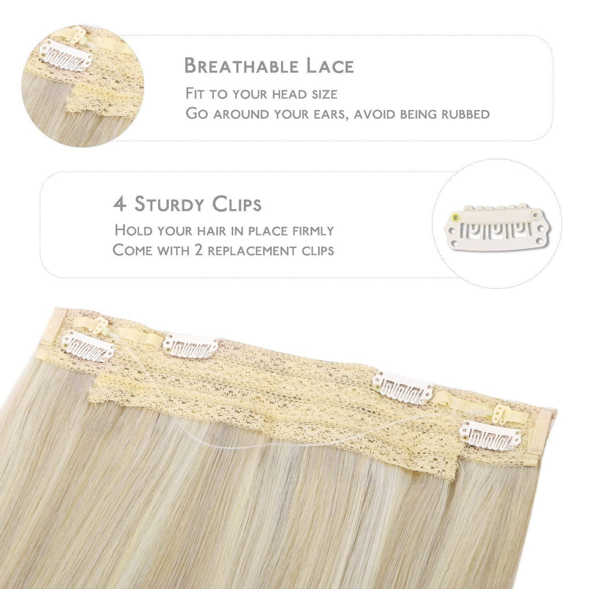Echthaar Haarverlängerung Aschblond Highlights 30cm