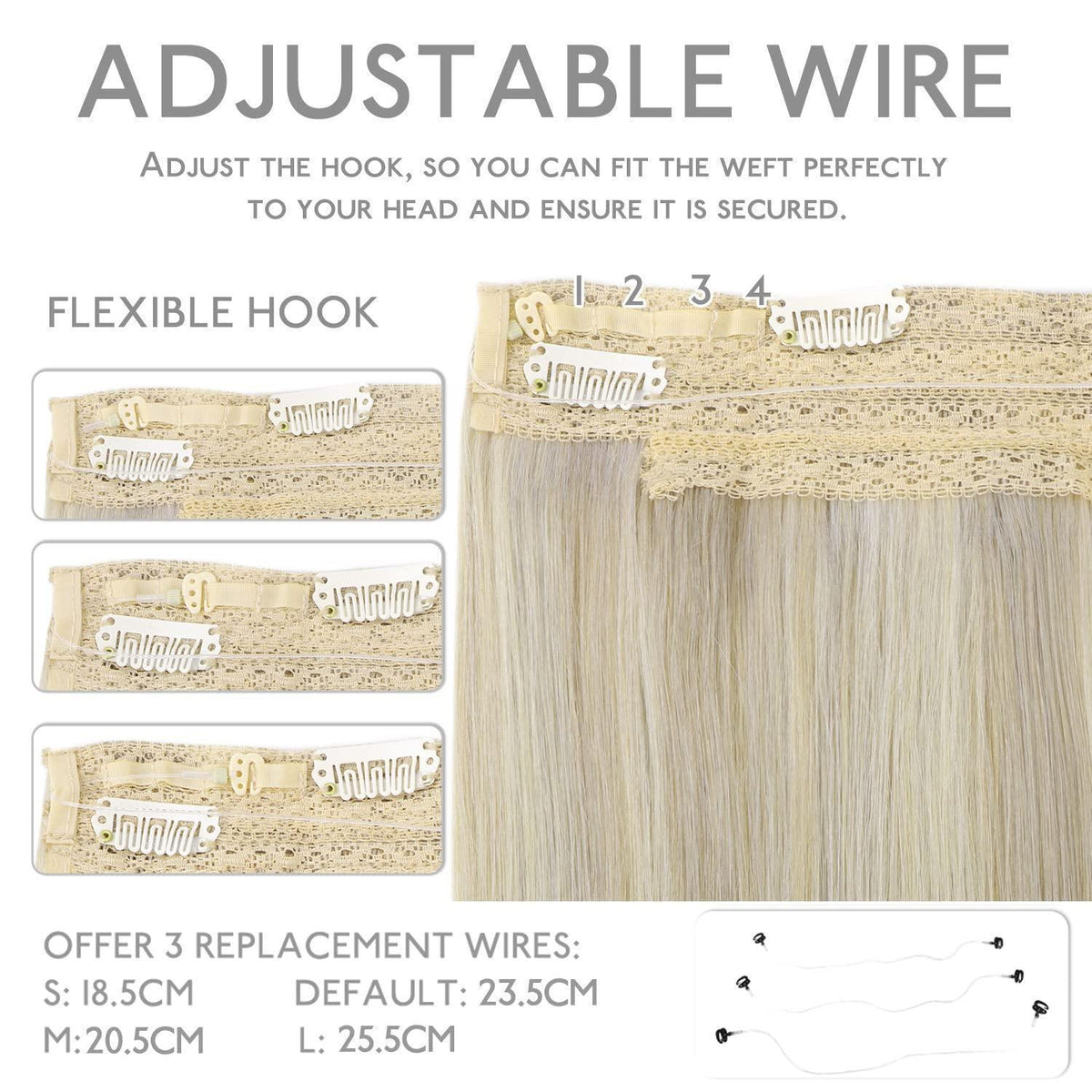Echthaar Haarverlängerung Aschblond Highlights 30cm