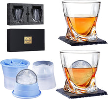 Kristall Whiskeyglas Set mit Eisform - Bourbon-Glas