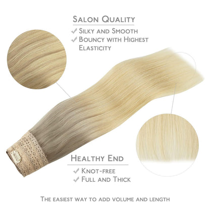 Echthaar Haarverlängerung Aschblond bis Platinblond 45cm